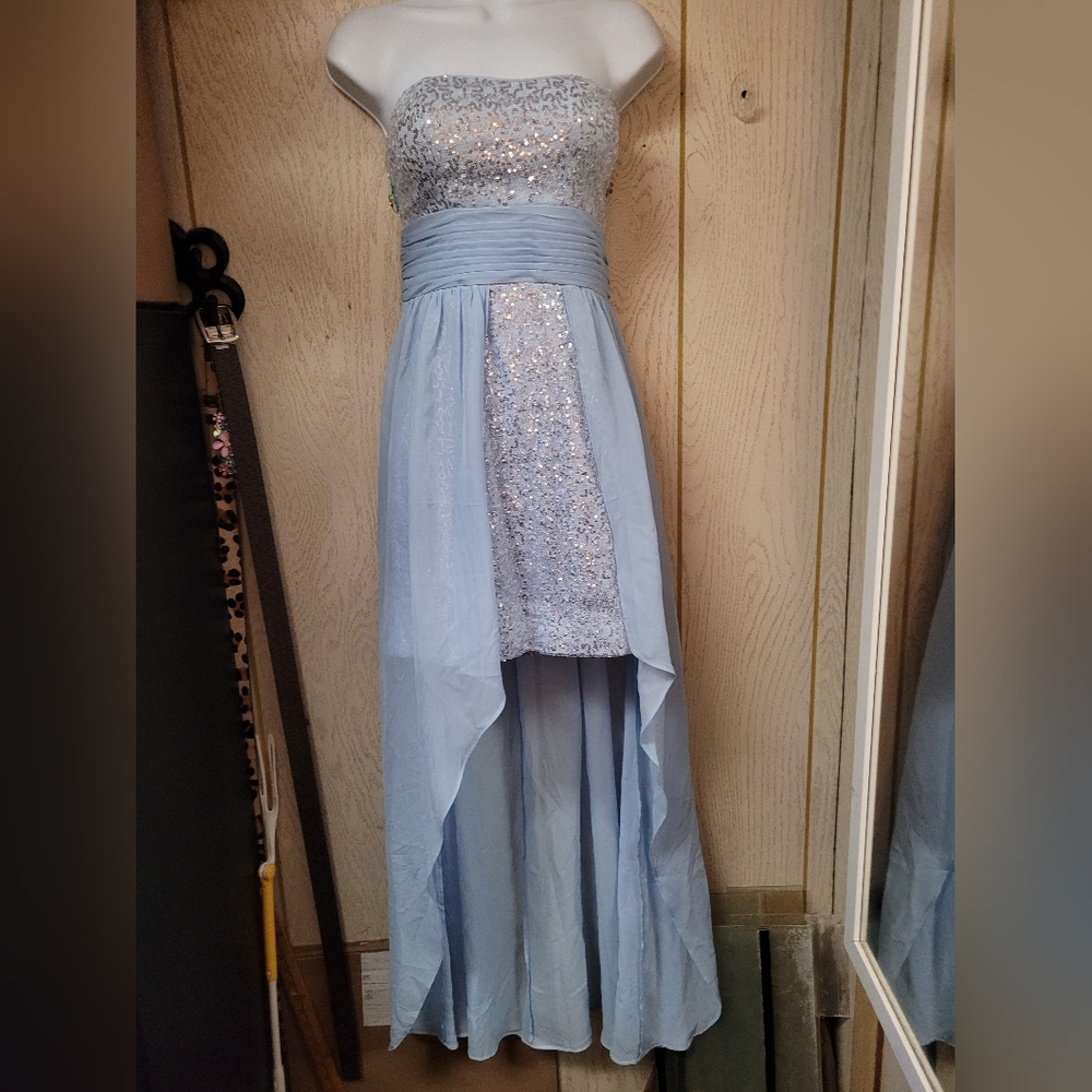 Hailey Logan White and Blue Strapless Sundress
